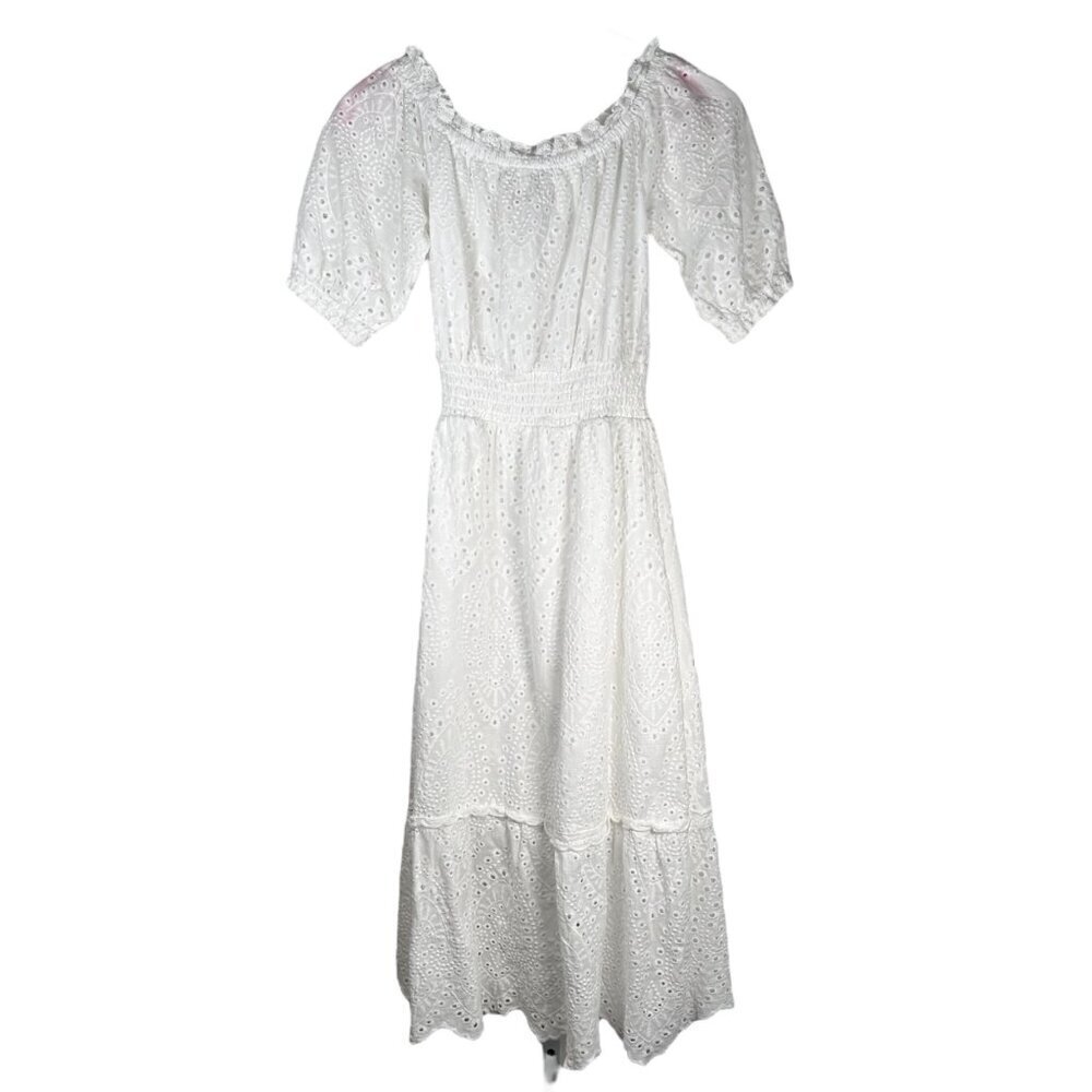 Betsy Johnson Eyelet Dress Small White Western Cottage Granny